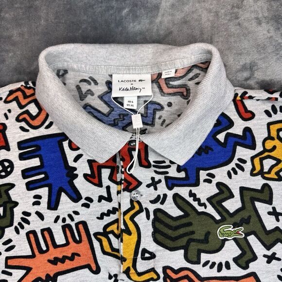 NWOT Lacoste x KEITH HARING XL Mens Allover Figures Special Edition Polo Shirt - Picture 8 of 14